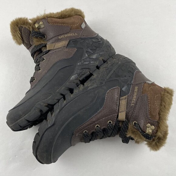 Merrell Aurora 6 Ice+ Boots Women’s 5 Espresso Waterproof Winter Faux Fur 200gm - Picture 5 of 11